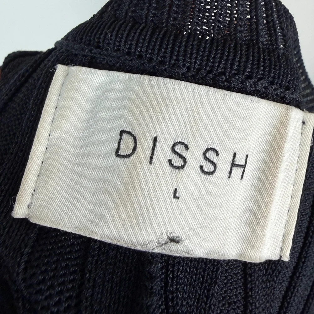DISSH The Sienna Knit Ribbed Mini Bodycon Dress in Black, size L